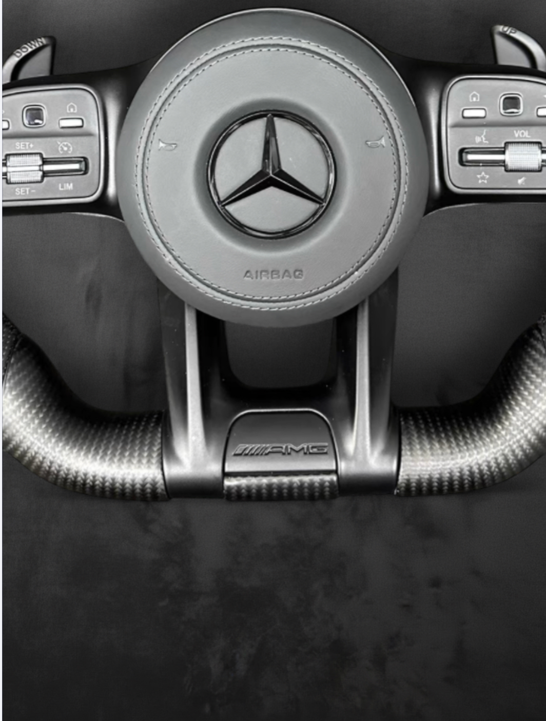 Custom AMG Matte Carbon fiber Steering Wheel – Grey Edition