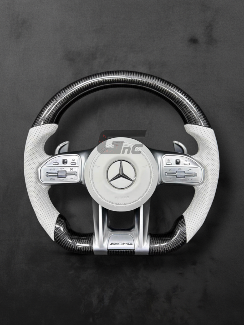 Custom AMG Sport Carbon Wheel — Gloss Black with white details