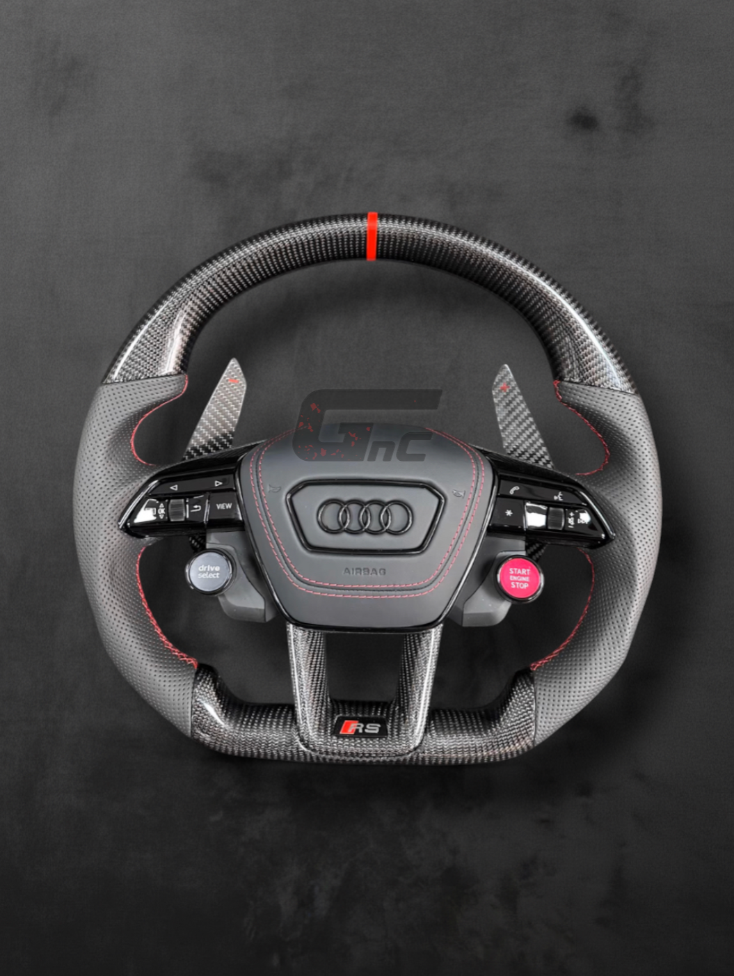Custom Audi Carbon Perforated leather steering wheel – R8 Button Edition