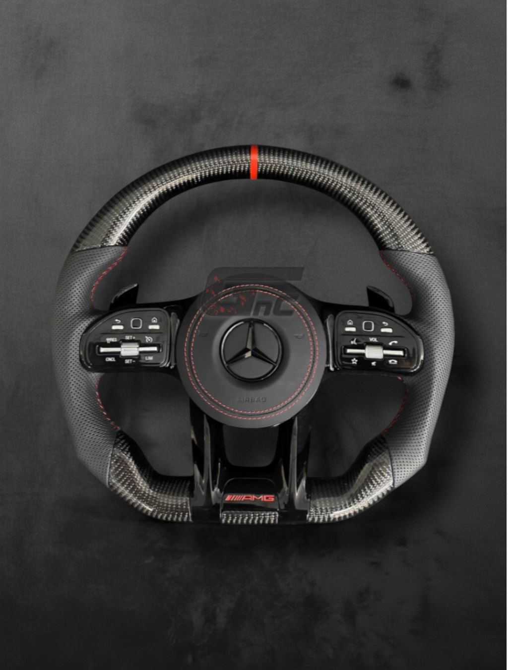 Custom AMG Sport Carbon Wheel — Gloss Black with Red Details