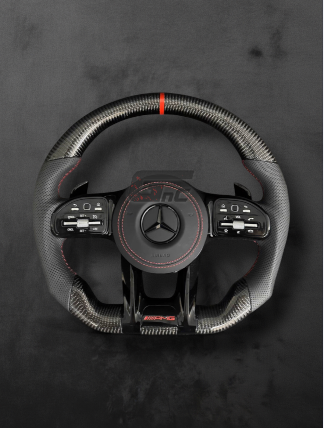 Custom AMG Sport Carbon Wheel — Gloss Black with Red Details