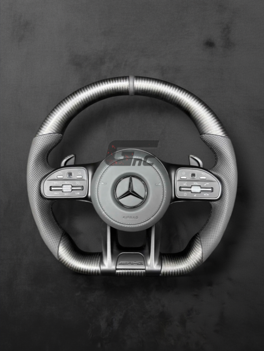 Custom AMG Matte Carbon fiber Steering Wheel – Grey Edition