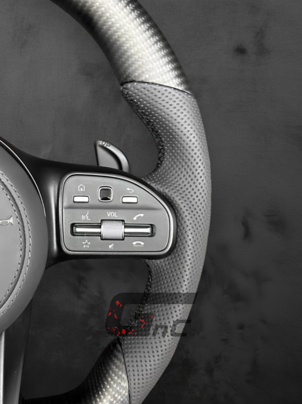 Custom AMG Matte Carbon fiber Steering Wheel – Grey Edition