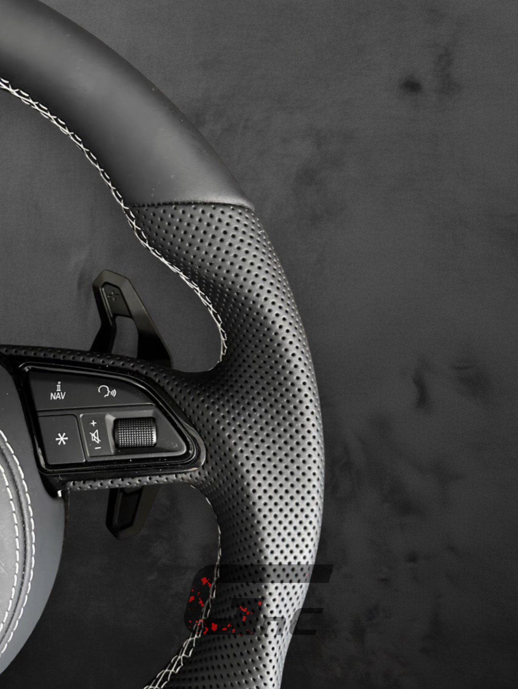 Custom Audi Leather Steering Wheel – White stripe