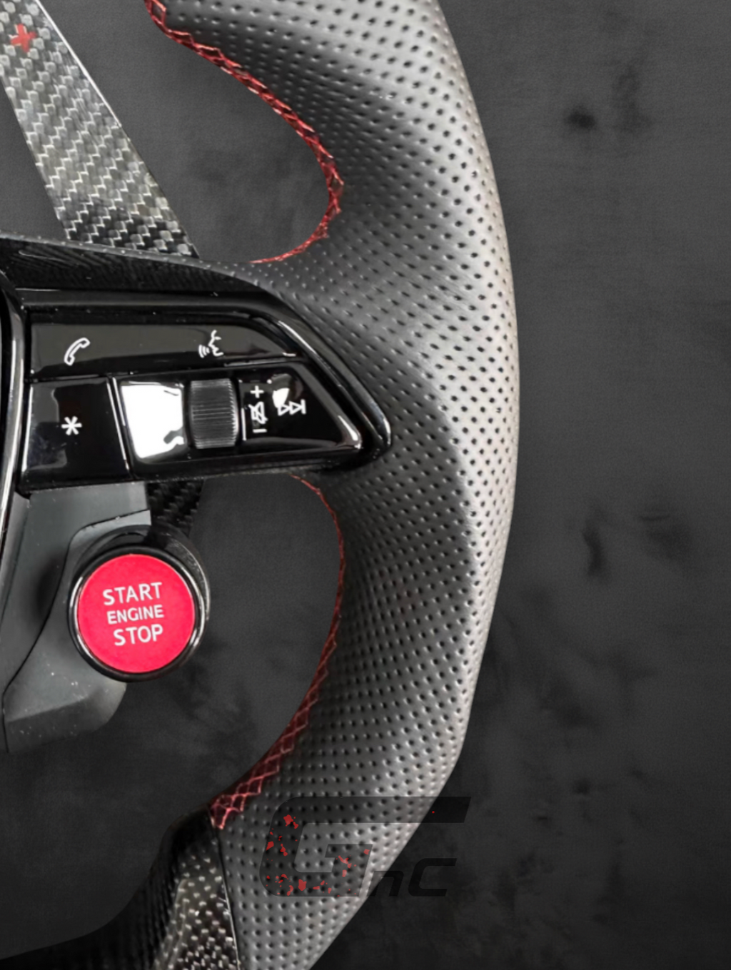 Custom Audi Carbon Perforated leather steering wheel – R8 Button Edition