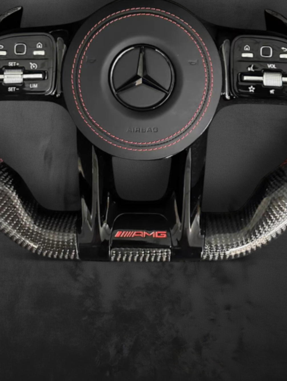 Custom AMG Sport Carbon Wheel — Gloss Black with Red Details