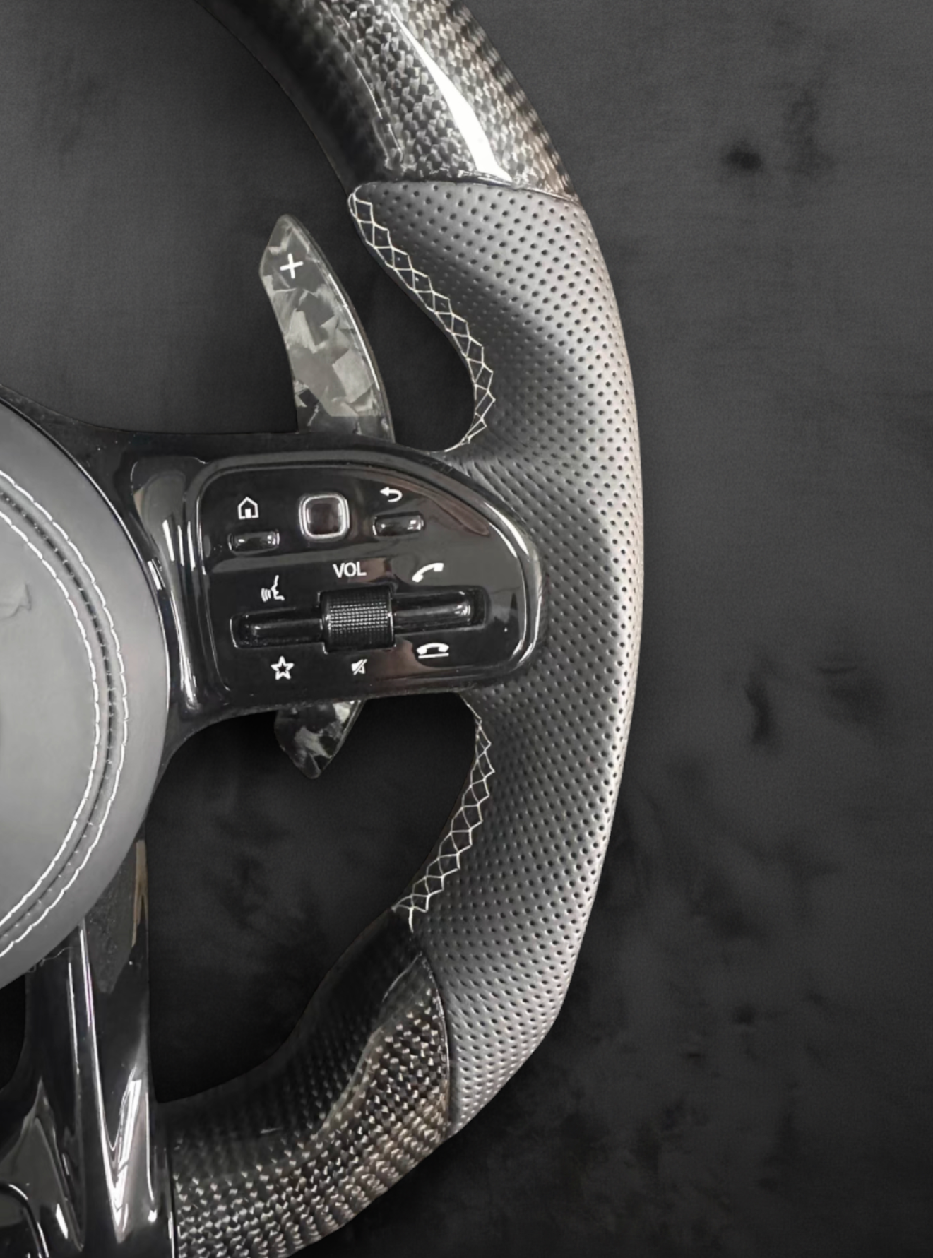 Custom AMG Carbon Performance Steering Wheel — White Stripe Edition